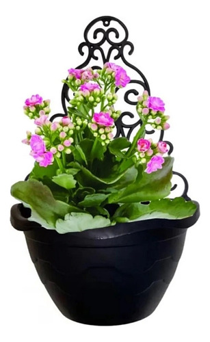 Vaso Para Parede Arandela Flores Plantas Horta De Plástico Cor Preto Liso