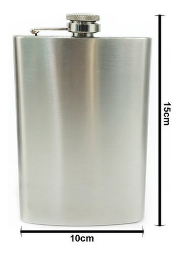 Cantil De Bolso Prata Com 4 Copos 1 Funil 270ml Wisky Vodka