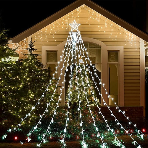 Luminaria Solar Tipo Estrella De 350 Led+8 Modos De Decoraci