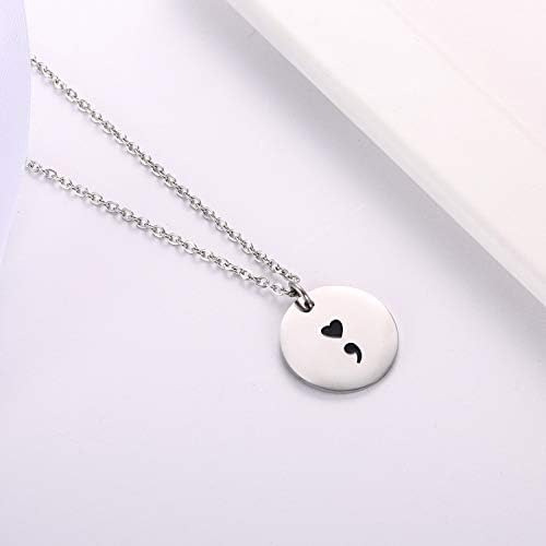 Collar De Disco De Punto Y Coma Del Corazón De Ukodnus Para