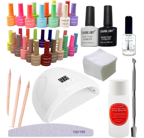 Kit Inicial Manicuria Gel Esmalte Removedor Cabina Led/ Uv