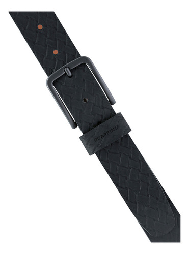 Cinturón Scappino De Piel Textura Trenza Hombre Color Negro Talla 34