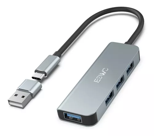 JESWOUSBCHub,4PuertosOTGHubUSB3.0de5GbpsAluminioconAdaptadorUSB