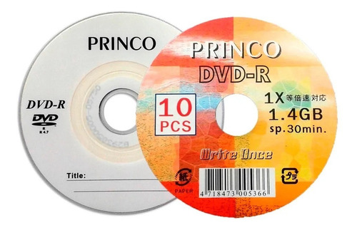 Imagen 1 de 1 de Mini Dvd-r Princo Cono 10 Und Pack 