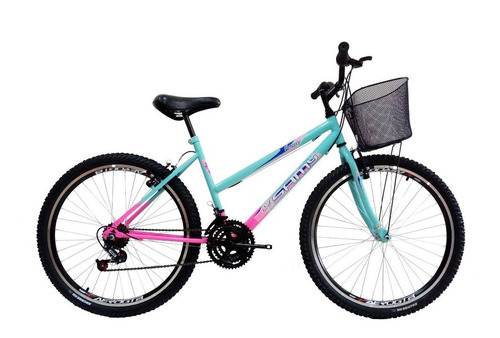 Bicicleta Feminina Aro 26 18 Marchas Com Cesta