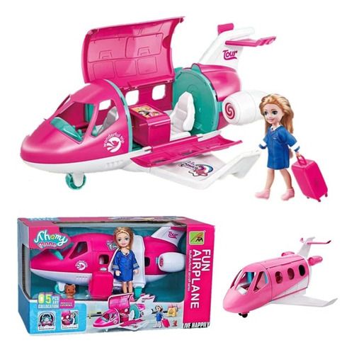 Juego De Avion De Muñeca De Niña De Viaje Divertido Color Rosa