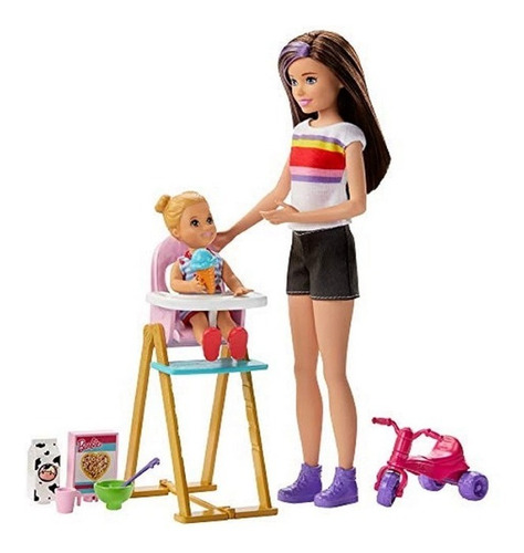 Muñeca Barbie Niñera Juego De Mesa Con Triciclo 