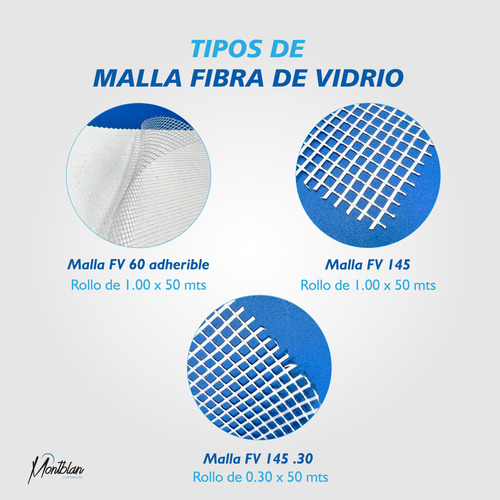 Malla De Fibra De Vidrio Sin Adhesivo 1 X 50 Mts