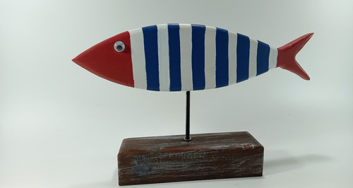 Nautico - Peixe De Madeira Modelo Sardinha Cor Azul