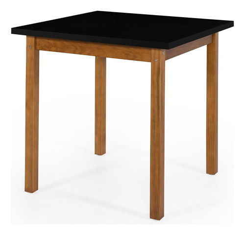 Mesa Elisa de 80 x 80 cm y 2 sillas de comedor de tela de gamuza negra, color negro/negro