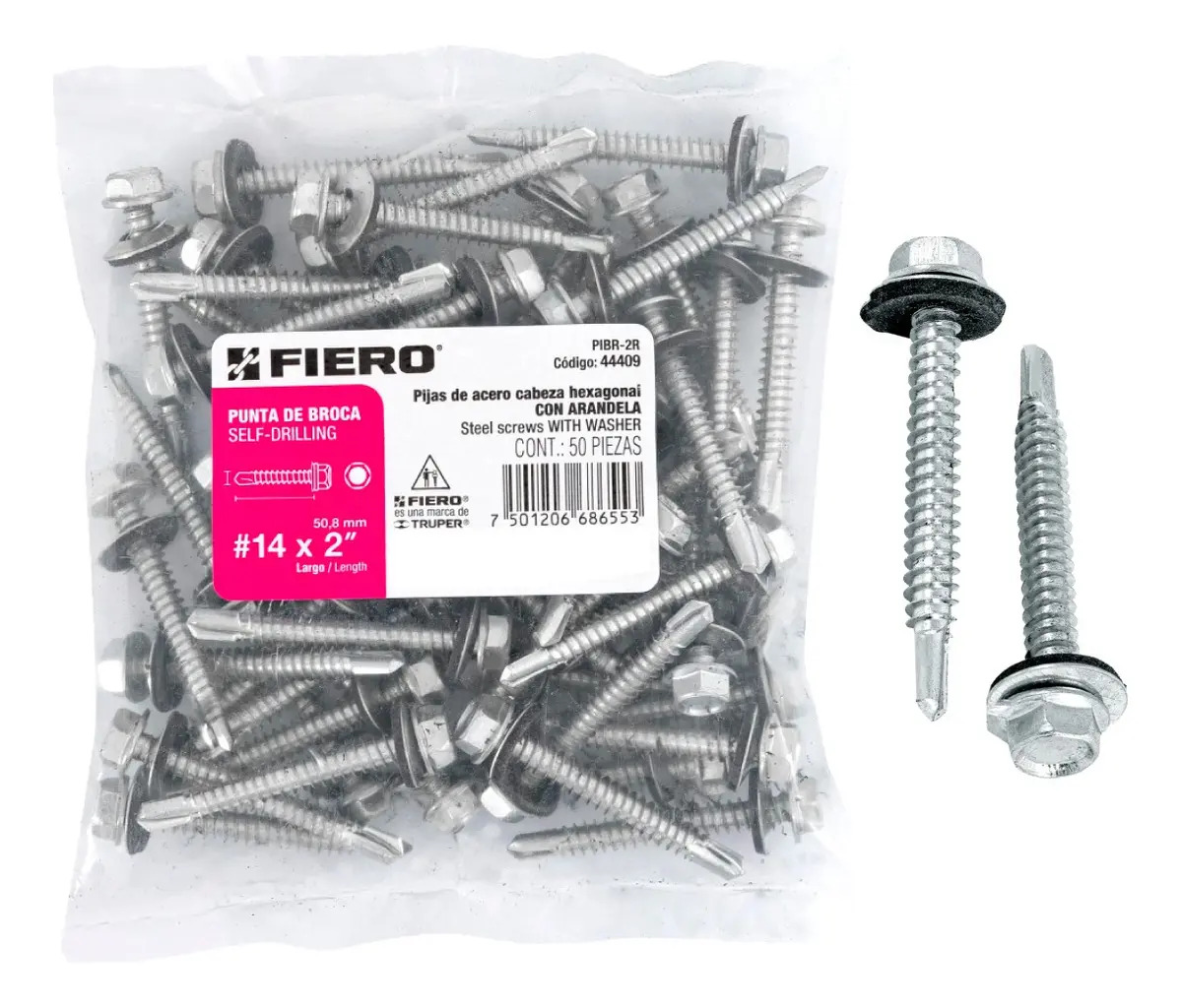 Pijas Punta Broca, 2' Rondanas, Caja 50 Pz Fiero 44409