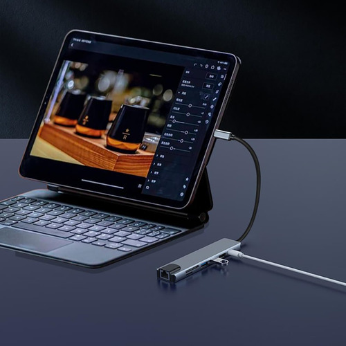 Adaptador Hub 7 Em 1 Tipo C 4k Hdmi Lan Usb Pd Sd Tf