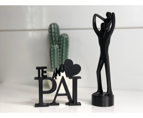 Imagem 3 de 6 de Kit Estátua Decorativa Pai E Filho + Palavra Pai - Decoração