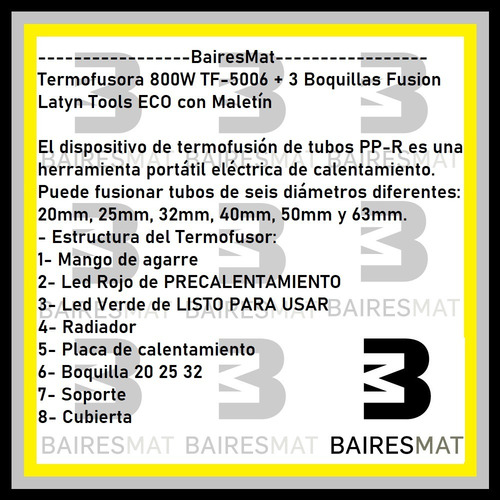Imagen 3 de 5 de Termofusora Latyn 800w Maletin 3 Boquillas Tipo Aquasystem