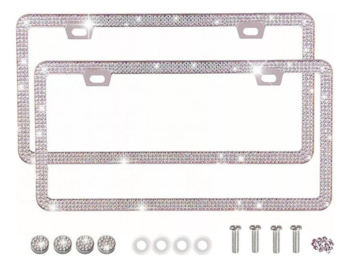 Zzz Cromo Diamantes/cristales Bling Metal Marco De Placa 2