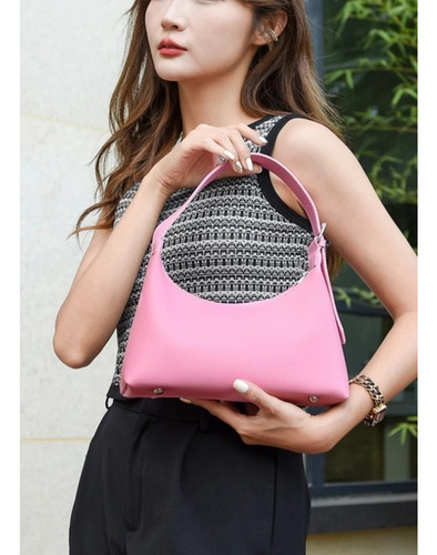 Cartera Mini Bag Hobo Importada Rosa Liso