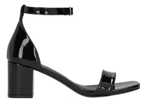Comprar Sandalia Dama Casual Tacón Capa De Ozono 656401 Charol Negro