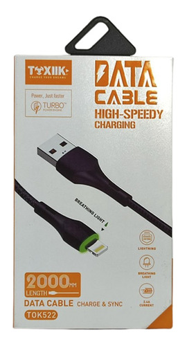  Cable Data Cargador Carga Rapida Lightning Toxiik 2 Metros