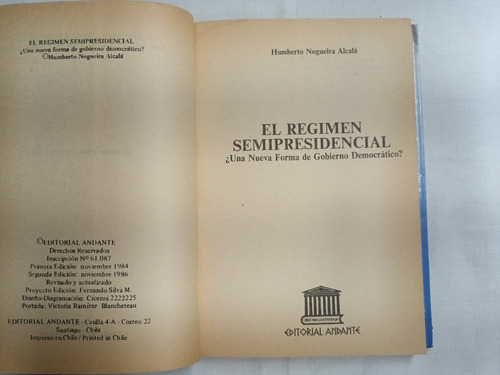 El Régimen Semipresidencial Humberto Nogueira Alcala (Usado)