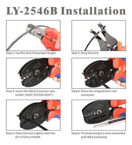 Imagem 3 de 7 de Alicate Crimpagem Conector Mc4 Energia Solar Iwiss Ly-2546b