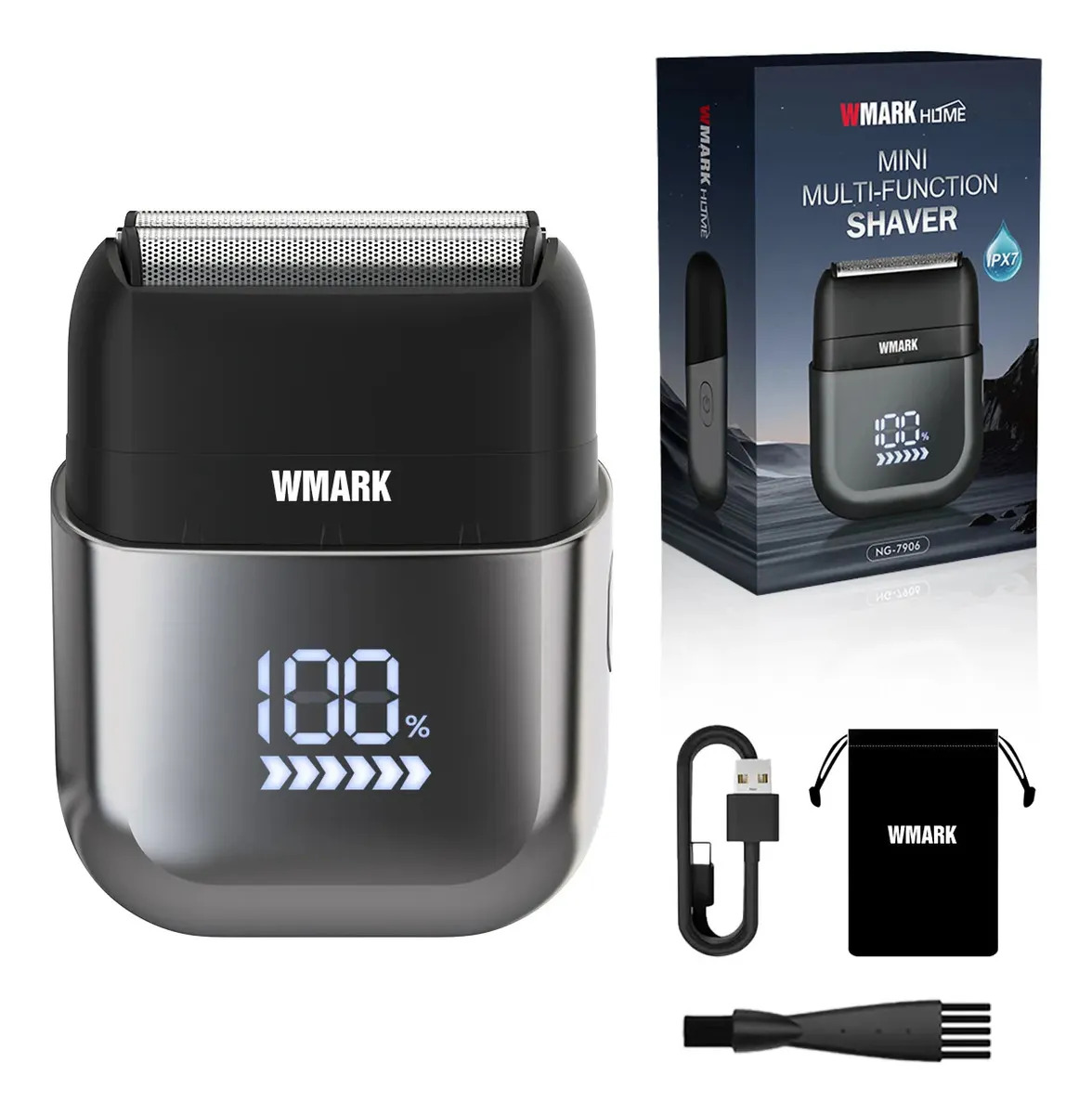 Wmark Mini Rasuradora Eléctrica Portátil,8500 Rpm Afeitadora Eléctrica,Afeitadora Profesional Rasuradora Para Barba Con Pantalla Led IPX7,Para Viajes Casa Oficina