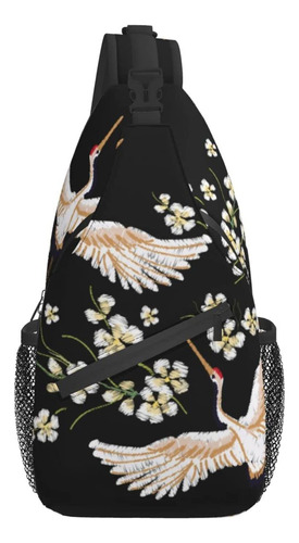 Bolso Pecho Cruzado Diseño Grua Bordado Japon Retro Flor