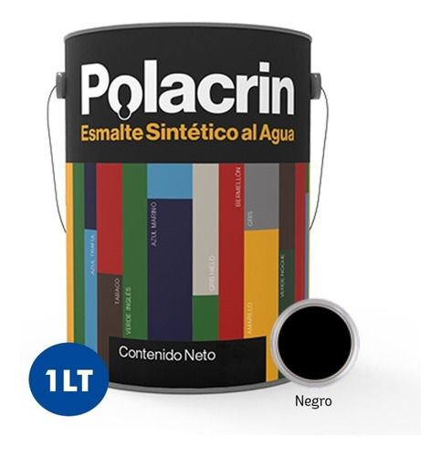 Esmalte Sintetico Polacrin Al Agua Negro X 1 Brillante Lt