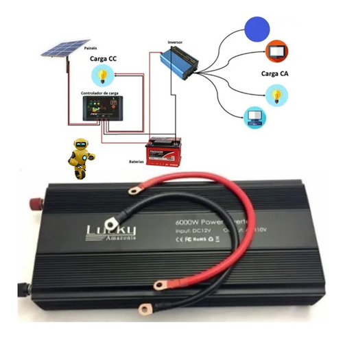 Imagem 3 de 6 de Inversor Transformador Veicular 6000w 12v Dc-ac Lucky