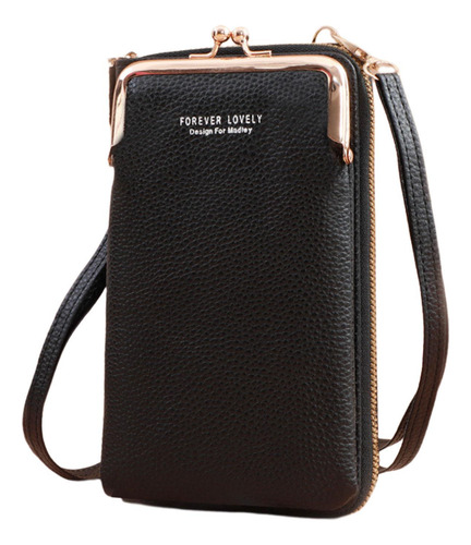 2 Bolso Bandolera Para Teléfono Móvil Monedero Negro