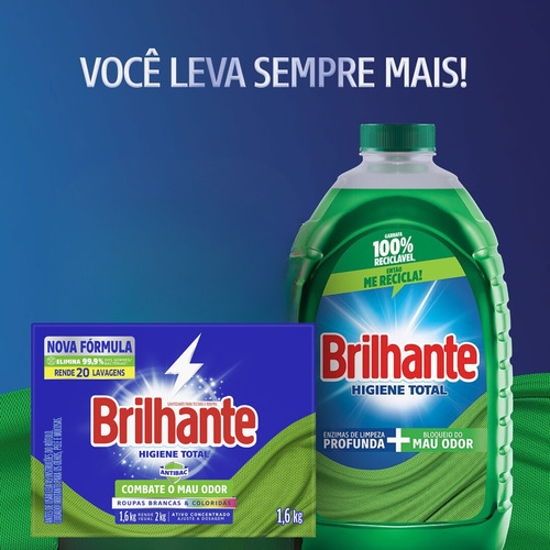 Roups Em Pó Brilhnte Cix 1,6 Kg Higiene Antibc