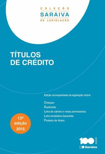 Títulos De Crédito, De A Saraiva. Editora Saraiva Jur Em Português