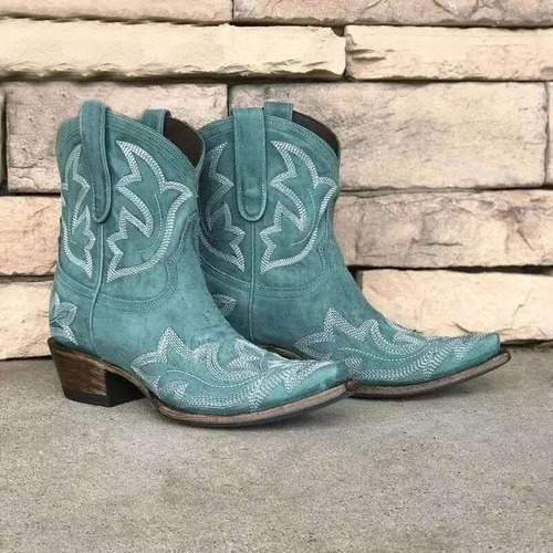 Botas Vaqueras Vintage Con Punta Para Mujer