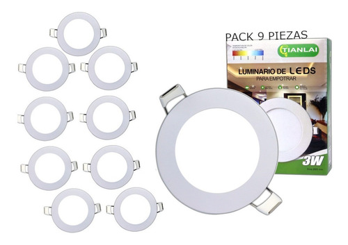 Plafon Led 3w Luminario Bote Empotrado Spot Pack 9 Piezas