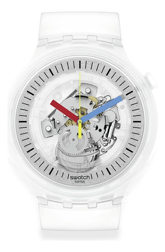 Swatch Big Bold Standard Quartz Silicone Strap, Clear, 20 Ca