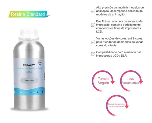 Imagem 3 de 6 de Resina Creality Standard Para Impressora 3d Lcd 500ml