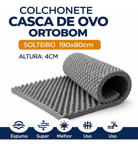 Colchao Casca De Ovo Solteiro Anti Escaras Caixa De Ovo D20 Cinza Cinza Hospitalar