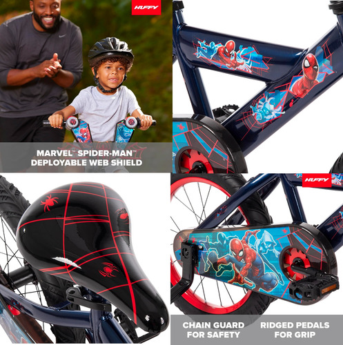 Rin 16 Combo Bicicleta Y Scooter Spiderman Huffy En Caja Negro