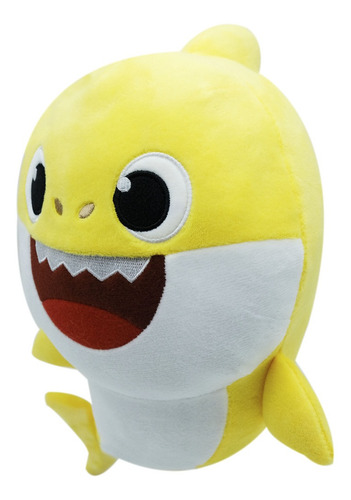 Imagem 4 de 5 de Pelúcia Baby Shark - Amarelo 30cm - Som Musica Tubarão Sunny