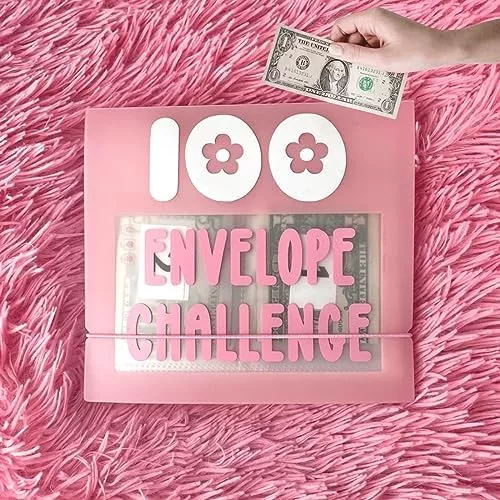 Carpeta de desafío de ahorro de dinero de 100 sobres, carpeta de desafío de  100 sobres, divertido y organizado libro de ahorro de dinero para ahorrar