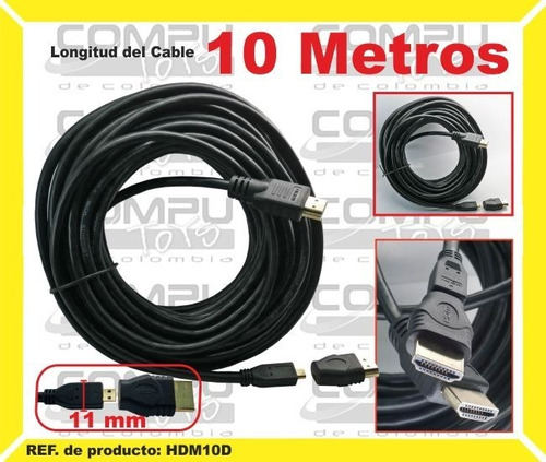 Cable Ultra Delgado Sondear Hd 10m Ref: Hdm10d Computoys Sas