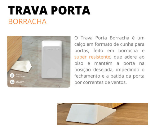 Imagem 5 de 7 de Prendedor Fixador Trava Porta Borracha Branco Comfort Door