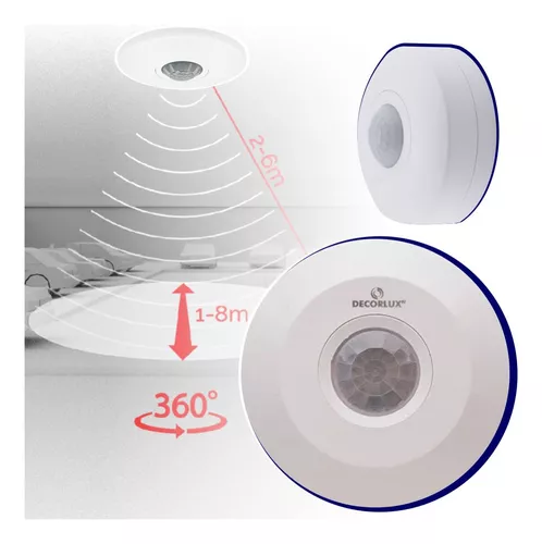 Sensor Redondo Sobrepor Teto 360° Com Ajustes Bivolt Aplacel