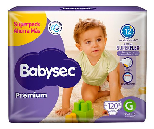 Pañales Babysec Premium Talle Grande X120 Unidades