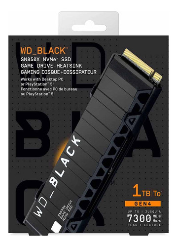 Disco Ssd M.2 Wd Black Pcie Gen4 Nvme 1tb Sn850x 7300mbps