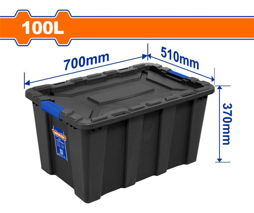 Caja Contenedor Plastico Apilable Negro 100lt Wadfow Wtb331b