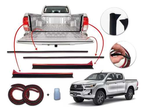 Burletes Sellado Caja Portón Hilux 2016/24 X4 Unidades Kenny