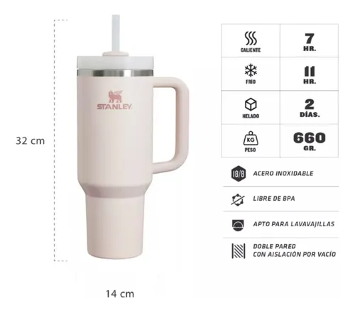 Vaso Térmico Stanley Quencher H20 Flowstate Tumbler Rose Cts