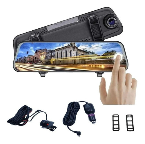 Imagen 8 de 10 de Espejo Retrovisor Doble Camara Reversa Hopemob 9.6 Touch Hd