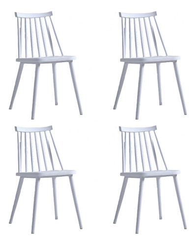 Silla Living Comedor Jardin Set X4 Plastica Reforzada Niviko Estructura De La Silla Blanco Asiento Blanco Diseño De La Tela