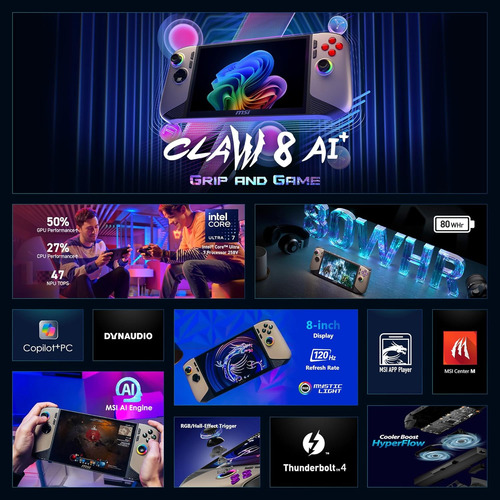Msi Claw Pc Gaming Handheld: Intel Ultra 7-258v, 8 Fhd 1...